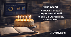 Plus de 2 500 recettes, 1 mois gratuit : DionySols f&ecirc;te ses 9 ans avec vous