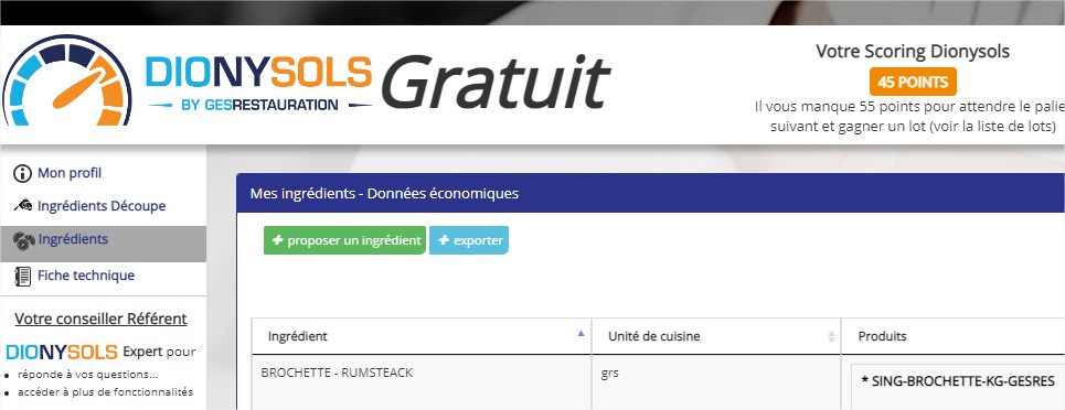 G Ingrédients