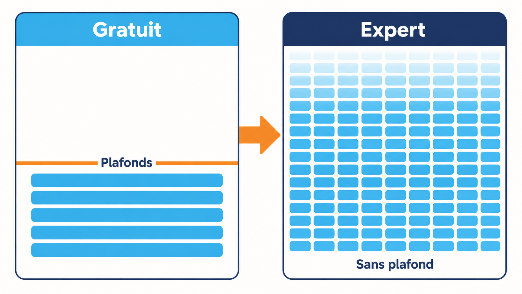Passage de la version Gratuite, plafonn&eacute;e &agrave; cinq recettes, &agrave; la version Expert sans plafond de volume